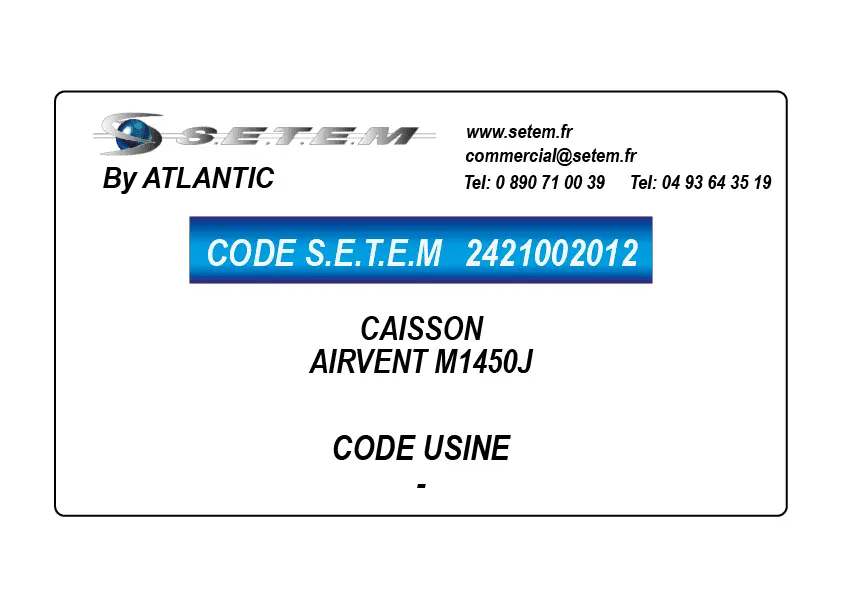 2421002012-CAISSON ATLANTIC AIRVENT M1450J