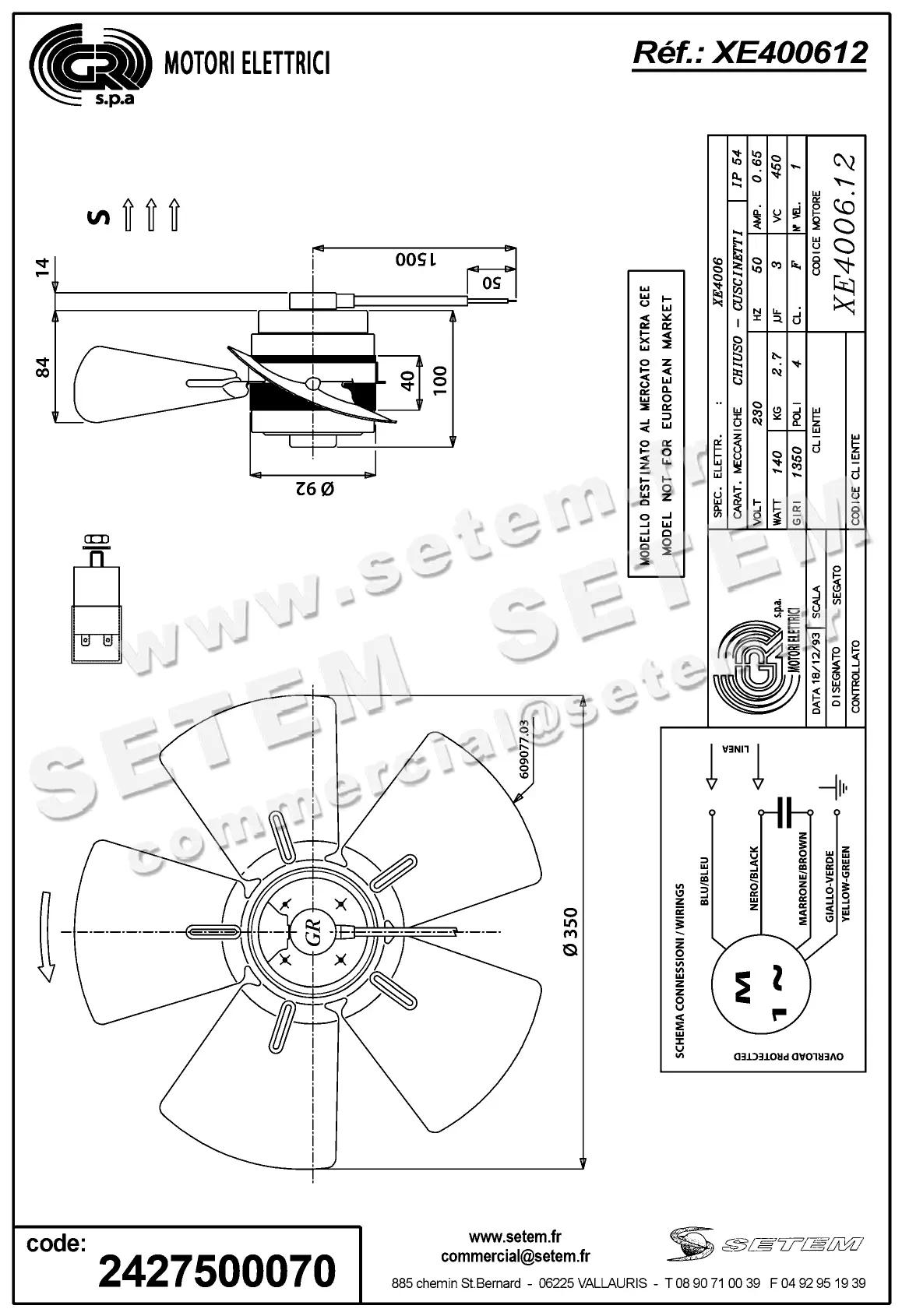2427500070-VENTILATEUR GR XE400612 2