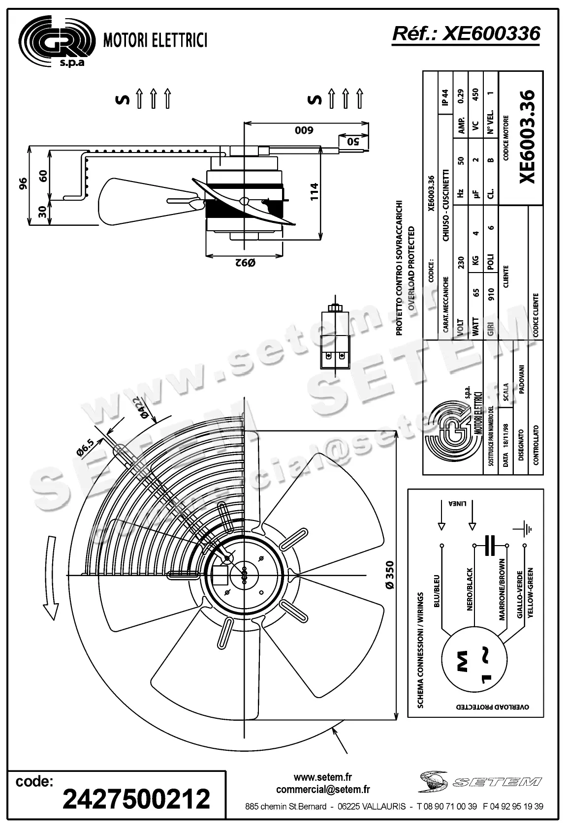 2427500212-VENTILATEUR GR XE600336