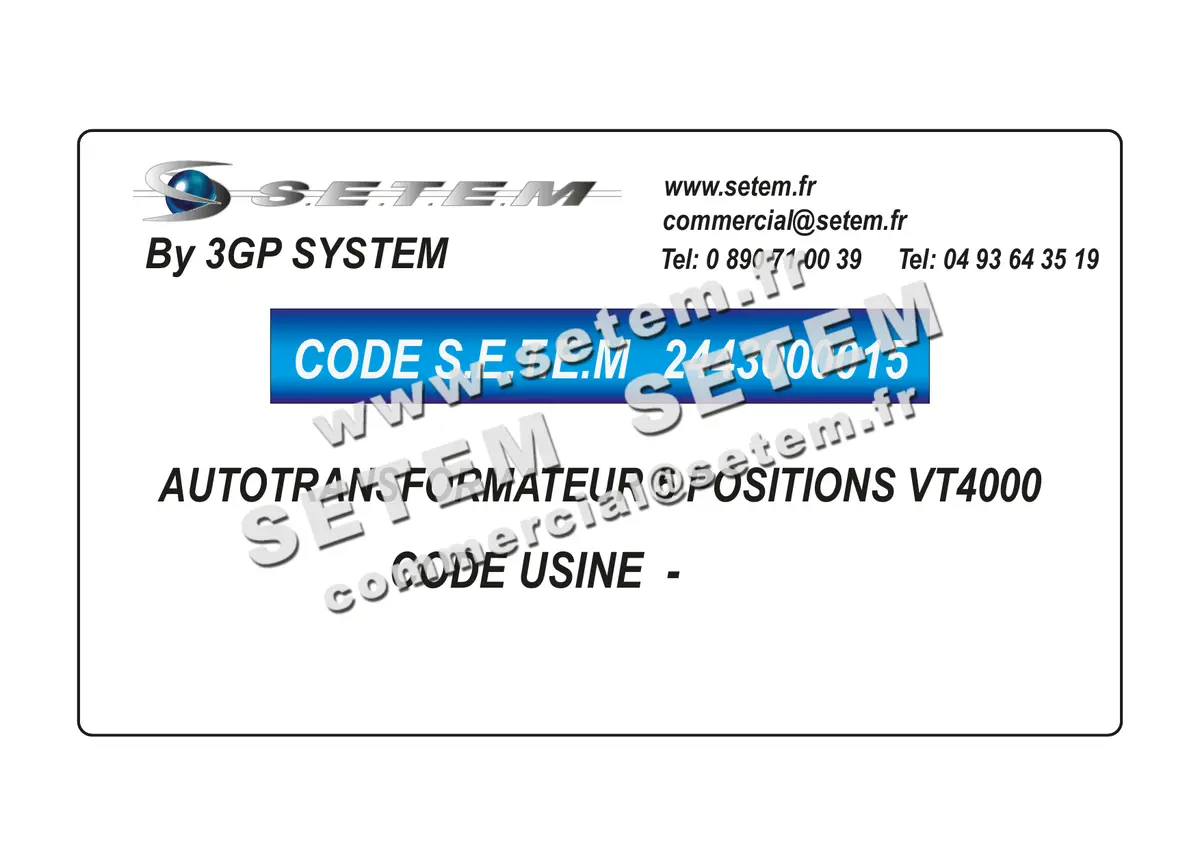 2443000015-AUTOTRANSFORMATEUR 5 POSITIONS 3GP VT4000 2