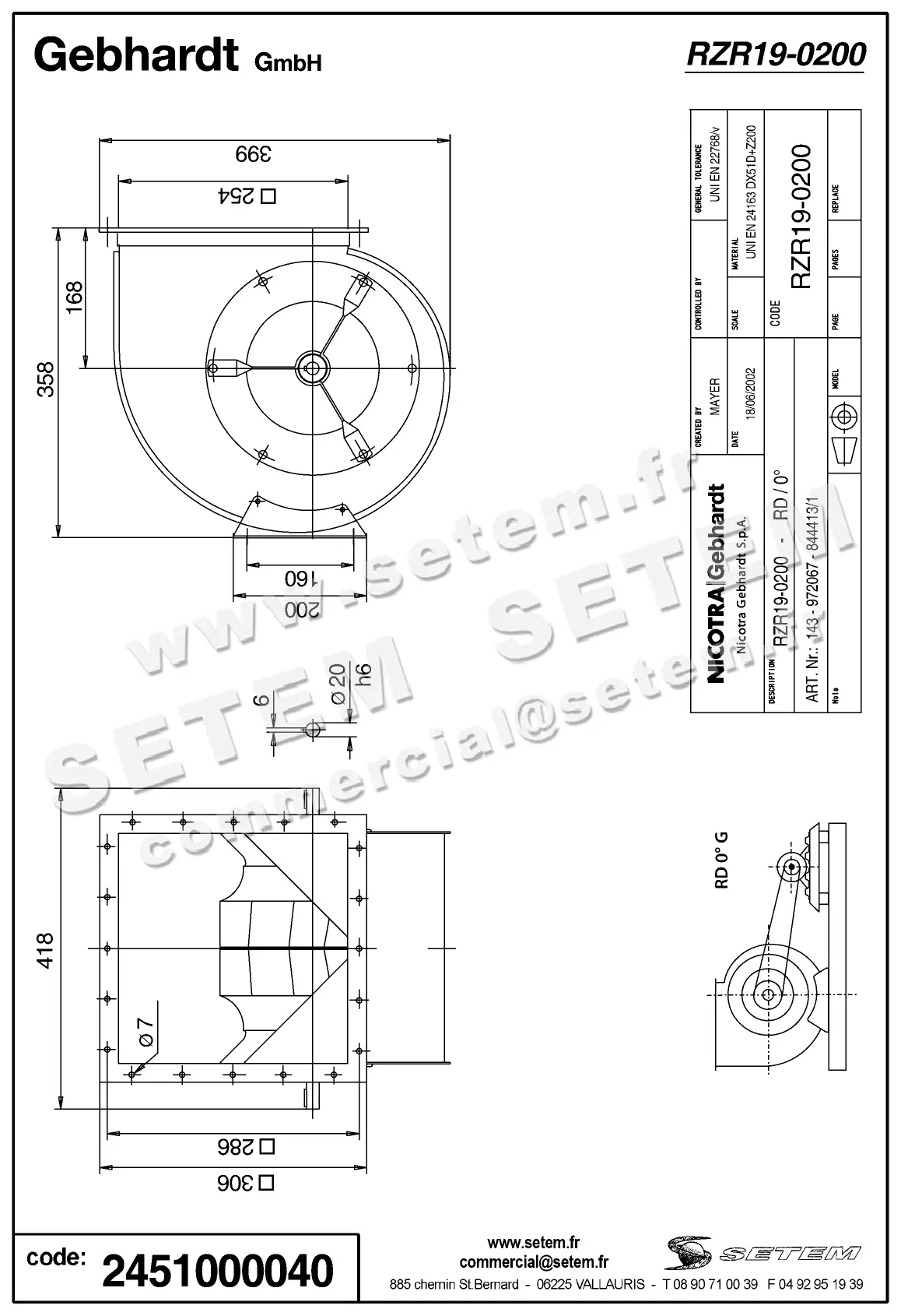 2451000040-VENTILATEUR GEBHARDT RZR19.0200 RD 0° +PI+BR 2