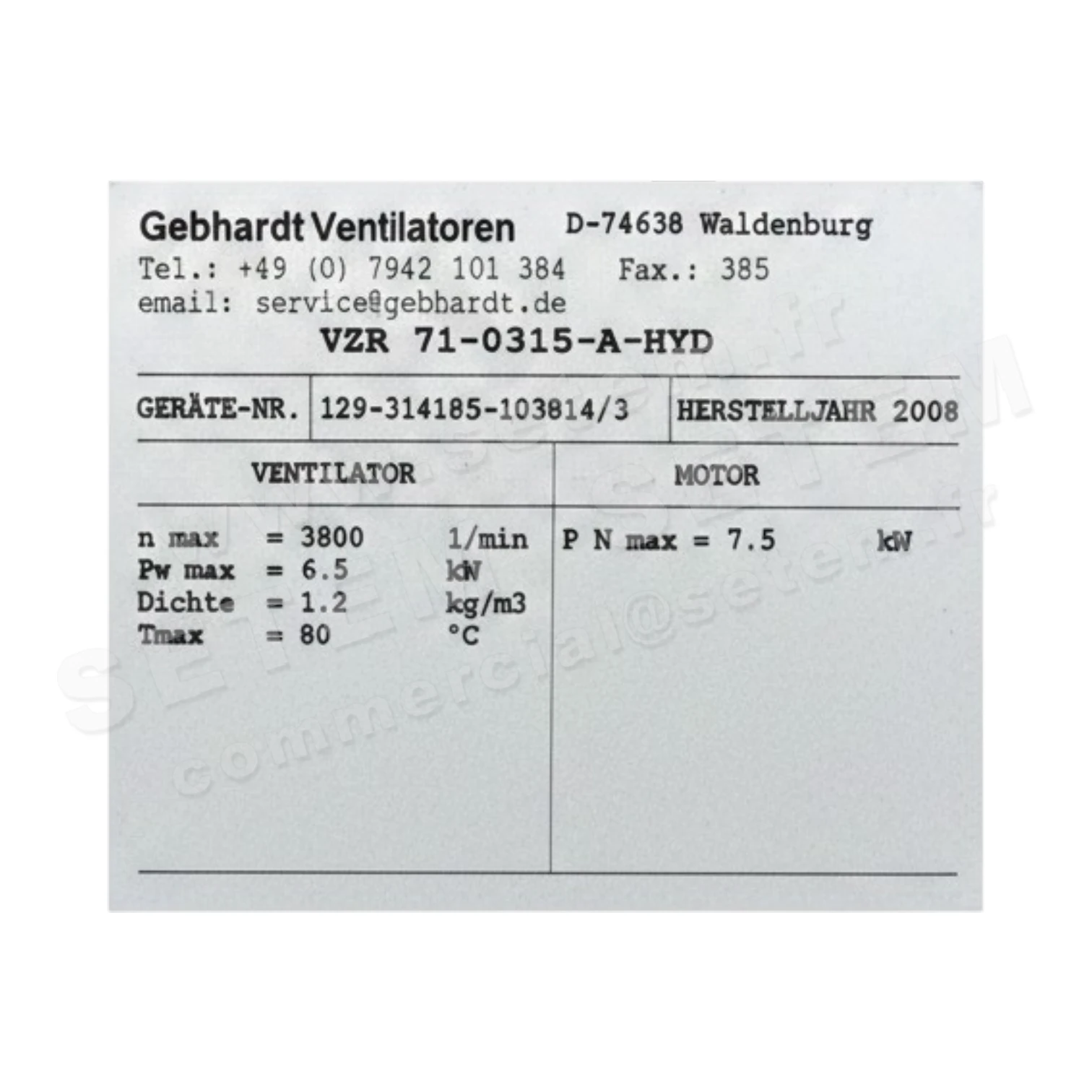 VENTILATEUR VZR71-0315-A-HYD