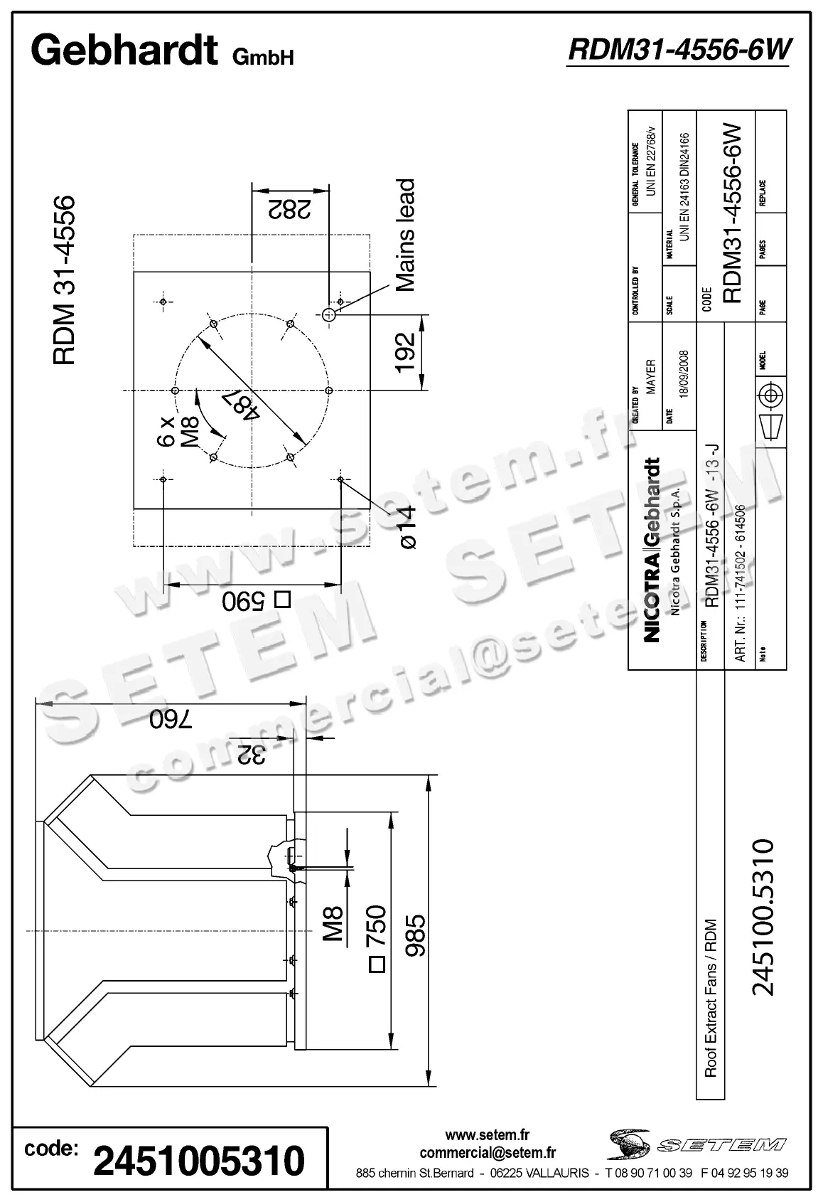 2451005310-TOURELLE GEBHARDT RDM31.4556.6W.13R.J +INTERUPTEUR 2