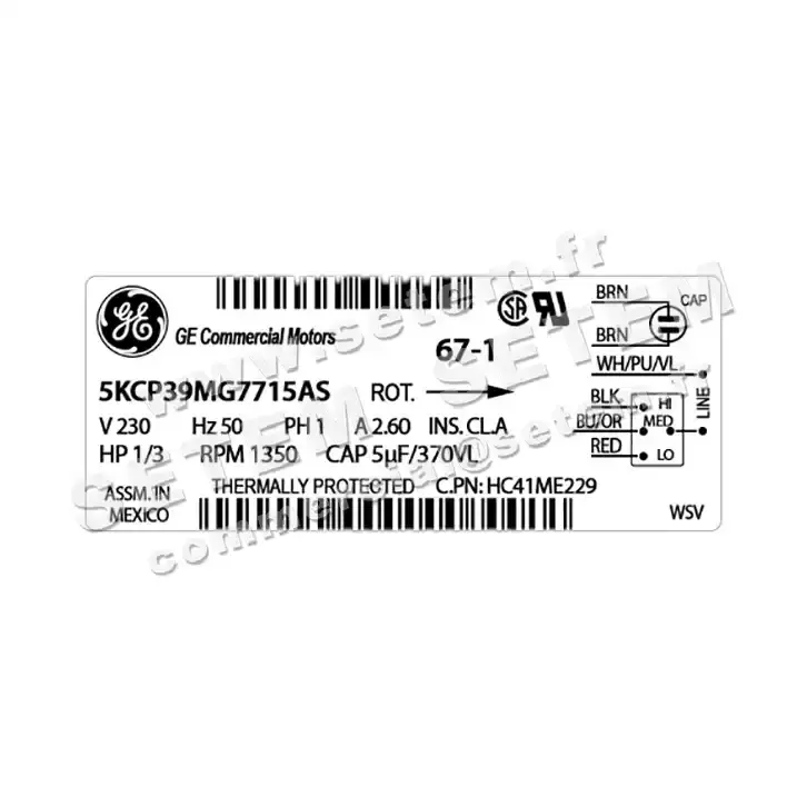 MOTEUR 5KCP39MG7715AS "HC41ME229""" 2