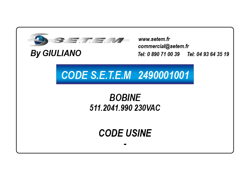 BOBINE 511.2041.990 230VAC 3