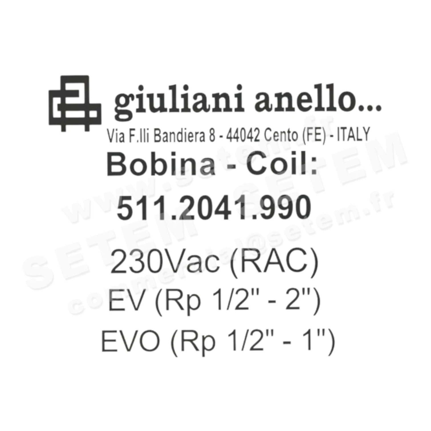 BOBINE 511.2041.990 230VAC 2