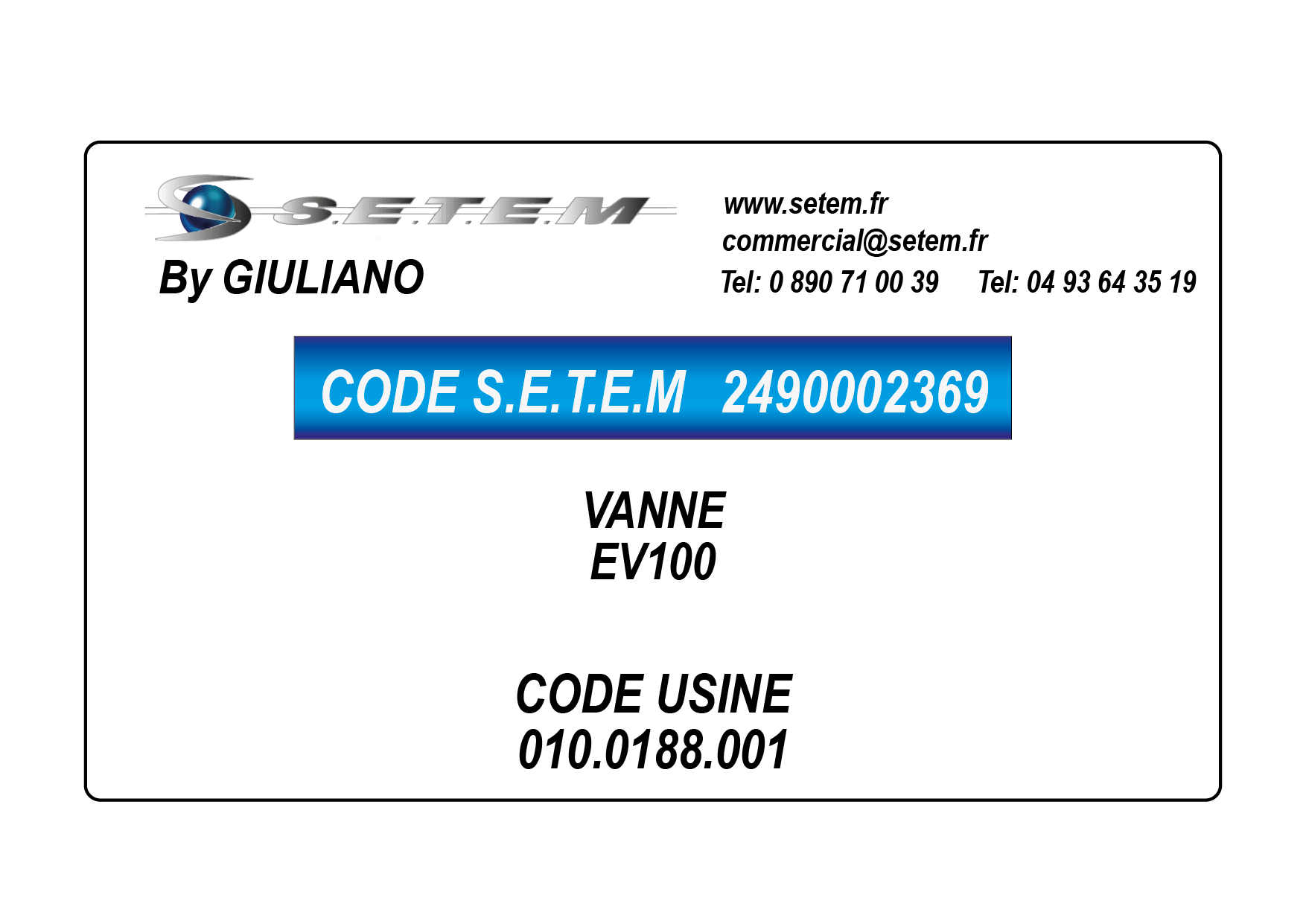 VANNE EV100 *010.0188.001* 2