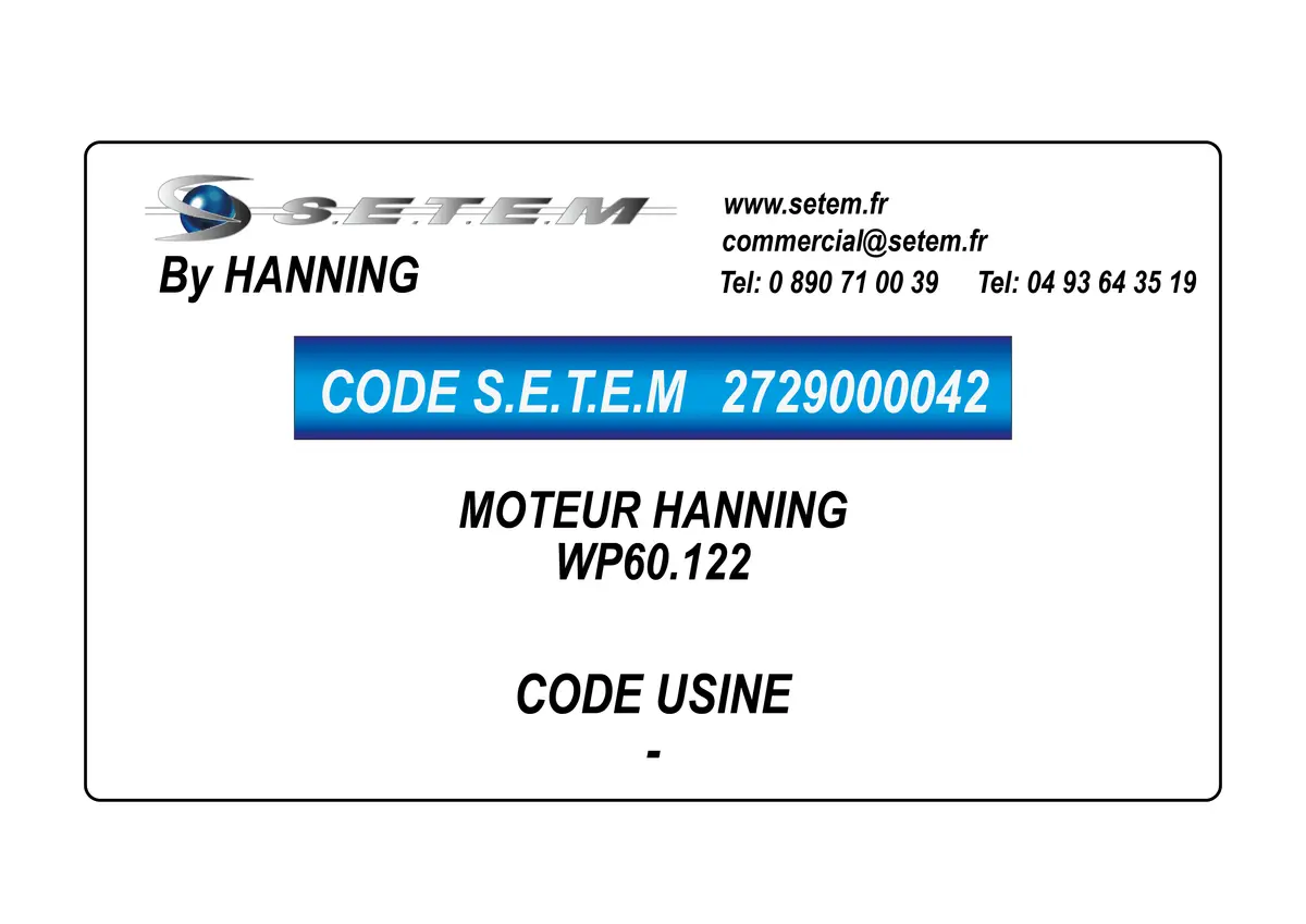 2729000042-MOTEUR HANNING WP60.122