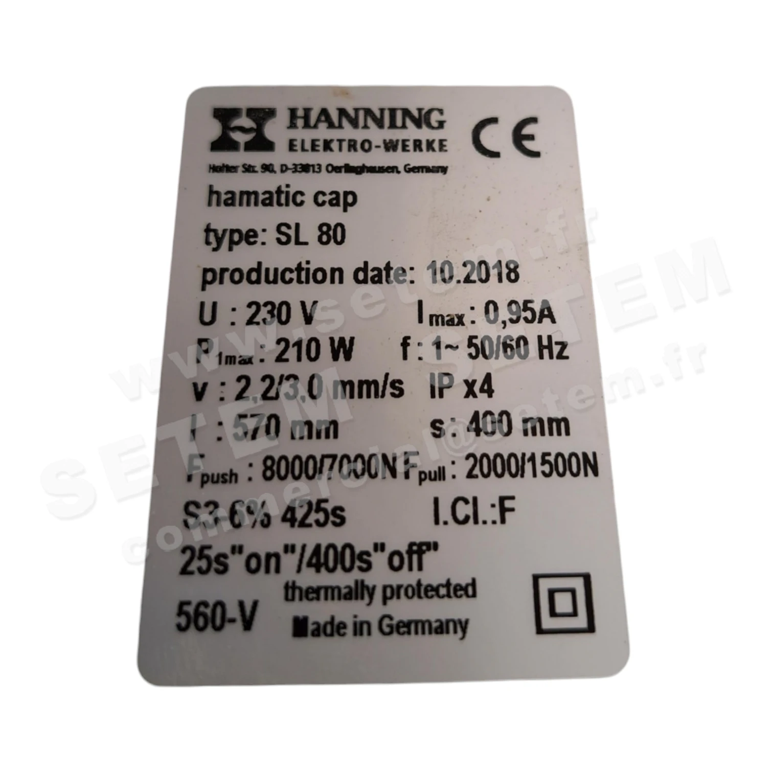 2729000201-VERIN HANNING SL80
