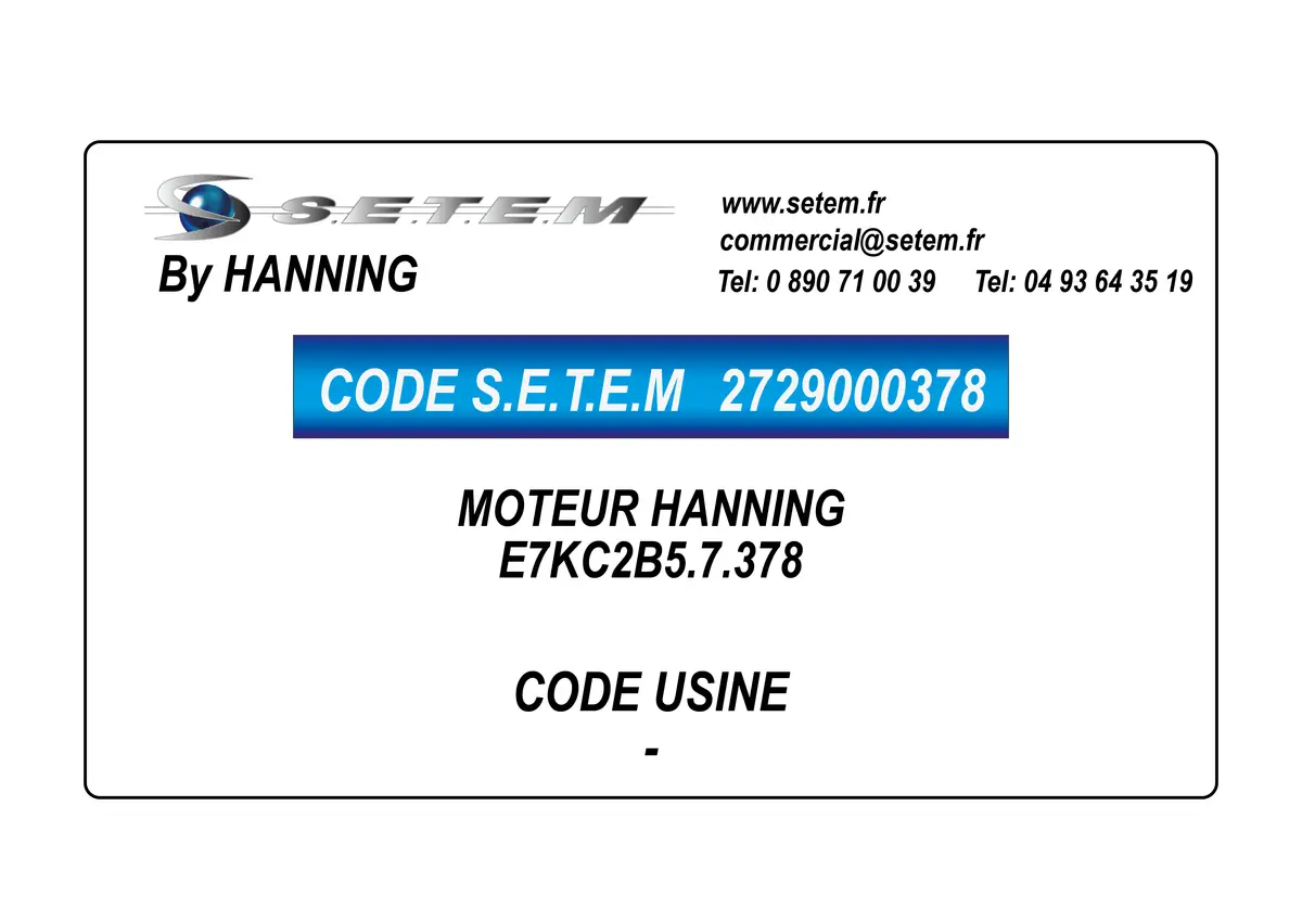 2729000378-MOTEUR HANNING E7KC2B5.7.378