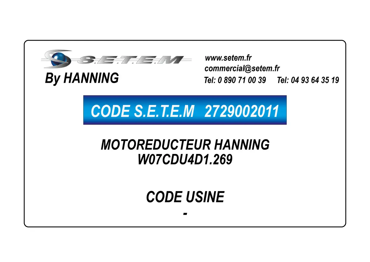 2729002011-MOTOREDUCTEUR HANNING W07CDU4D1.269