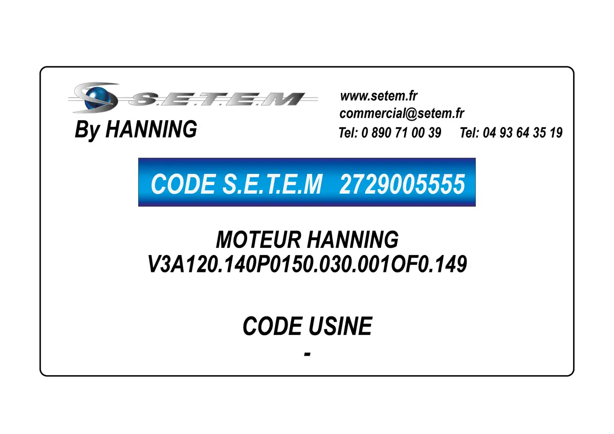 2729005555-MOTEUR HANNING V3A120.140P0150.030.001OF0.149