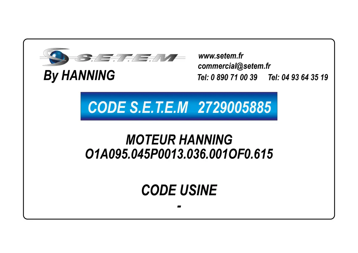 2729005885-MOTEUR HANNING O1A095.045P0013.036.001OF0.615