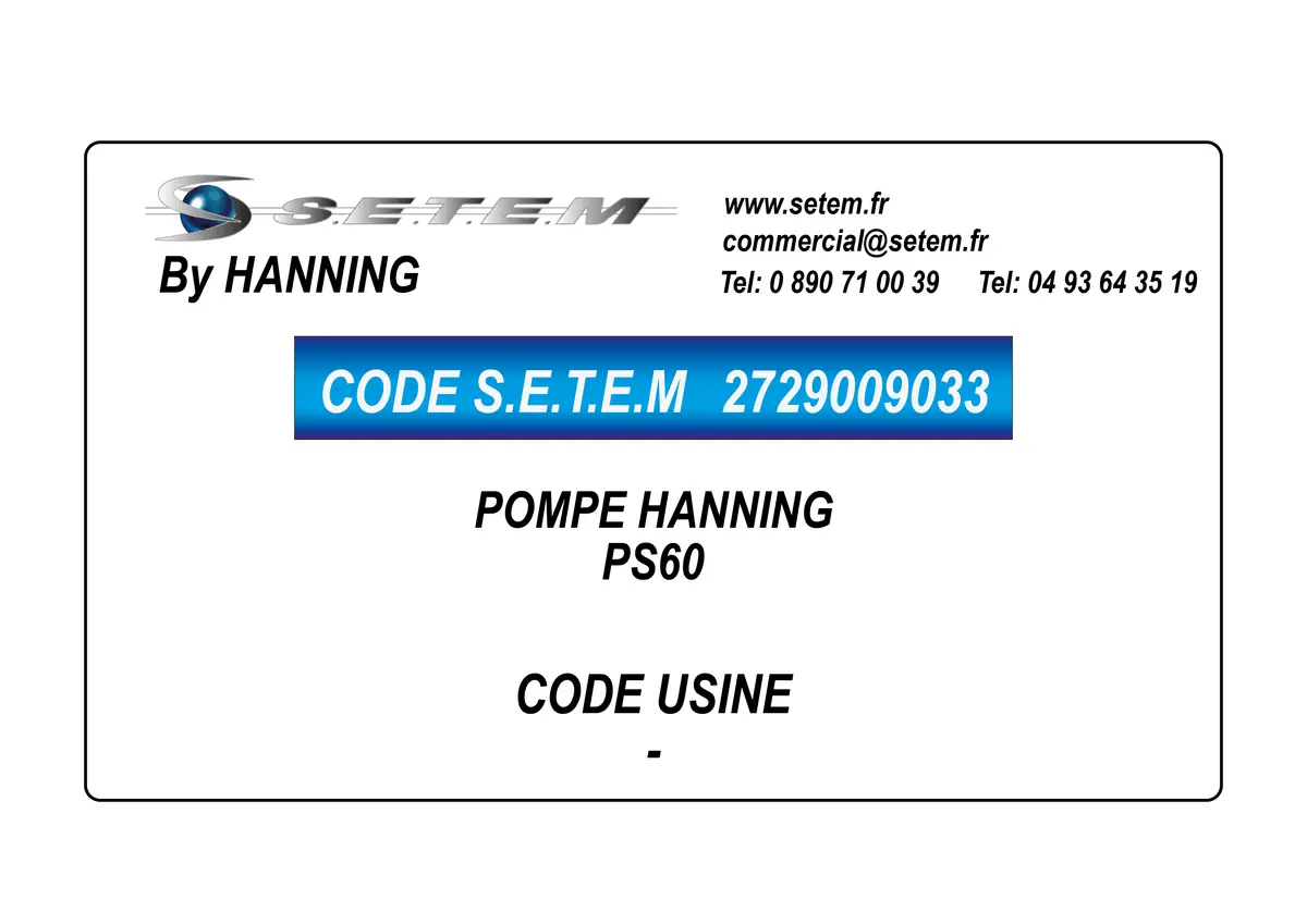 2729009033-POMPE HANNING PS60