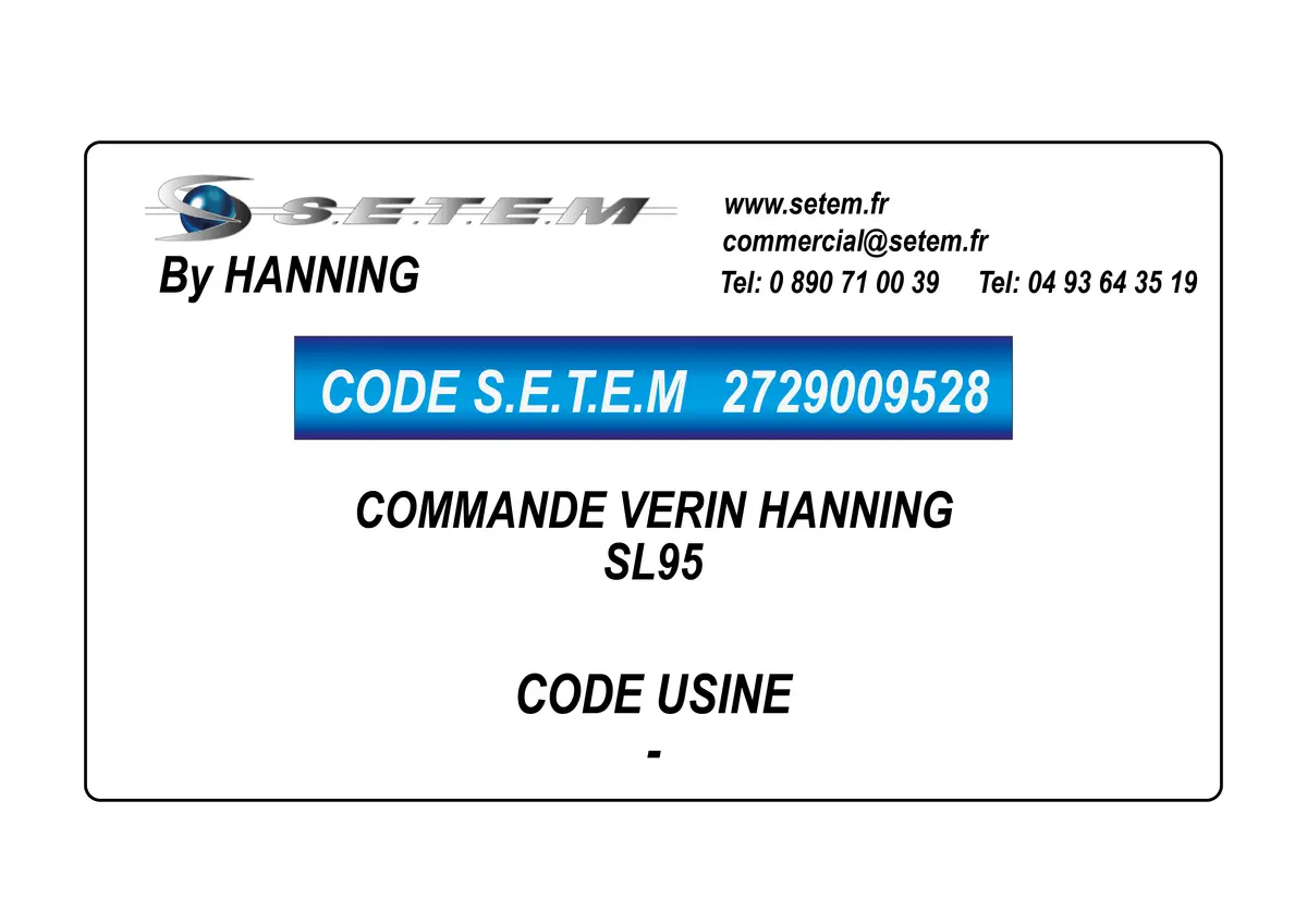 2729009528-COMMANDE VERIN HANNING SL95