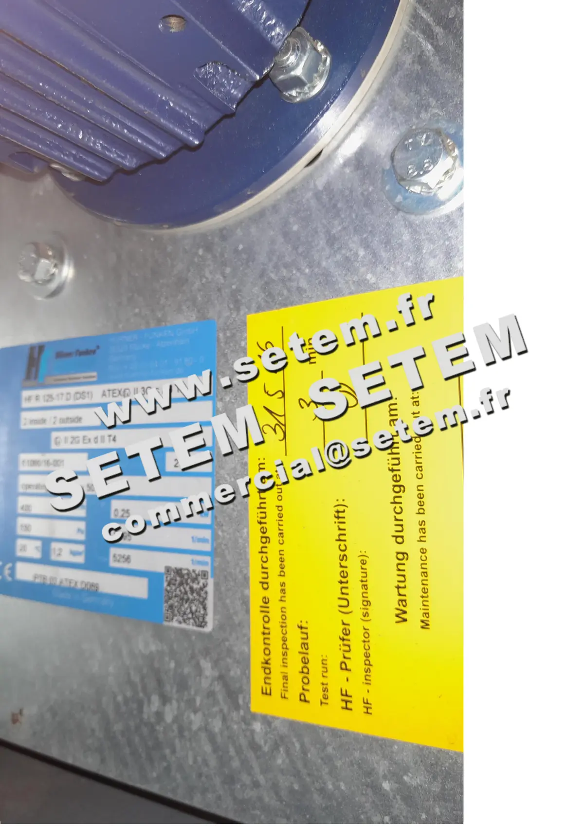 2741000115-VENTILATEUR HURNER HFR125.17D LG 0° 0.25KW 2P T230/400V II3GCIIBT3