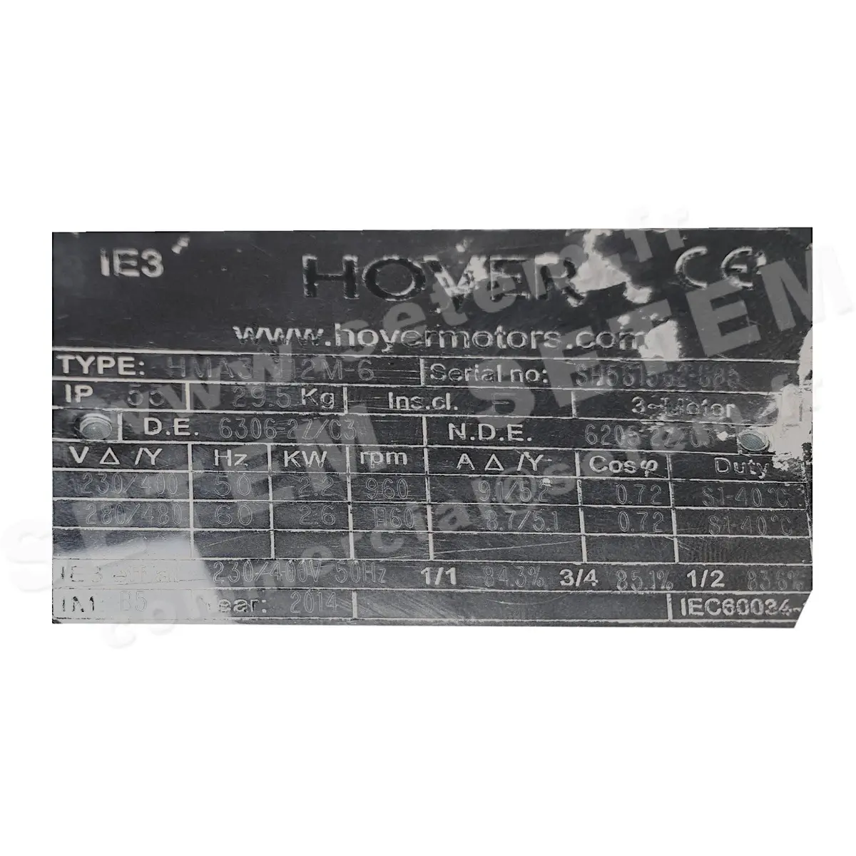 2747500501-MOTEUR ‌‌‌HOYER 2.20KW 6P T230/400V HA112 B5 HMA3-112M-6