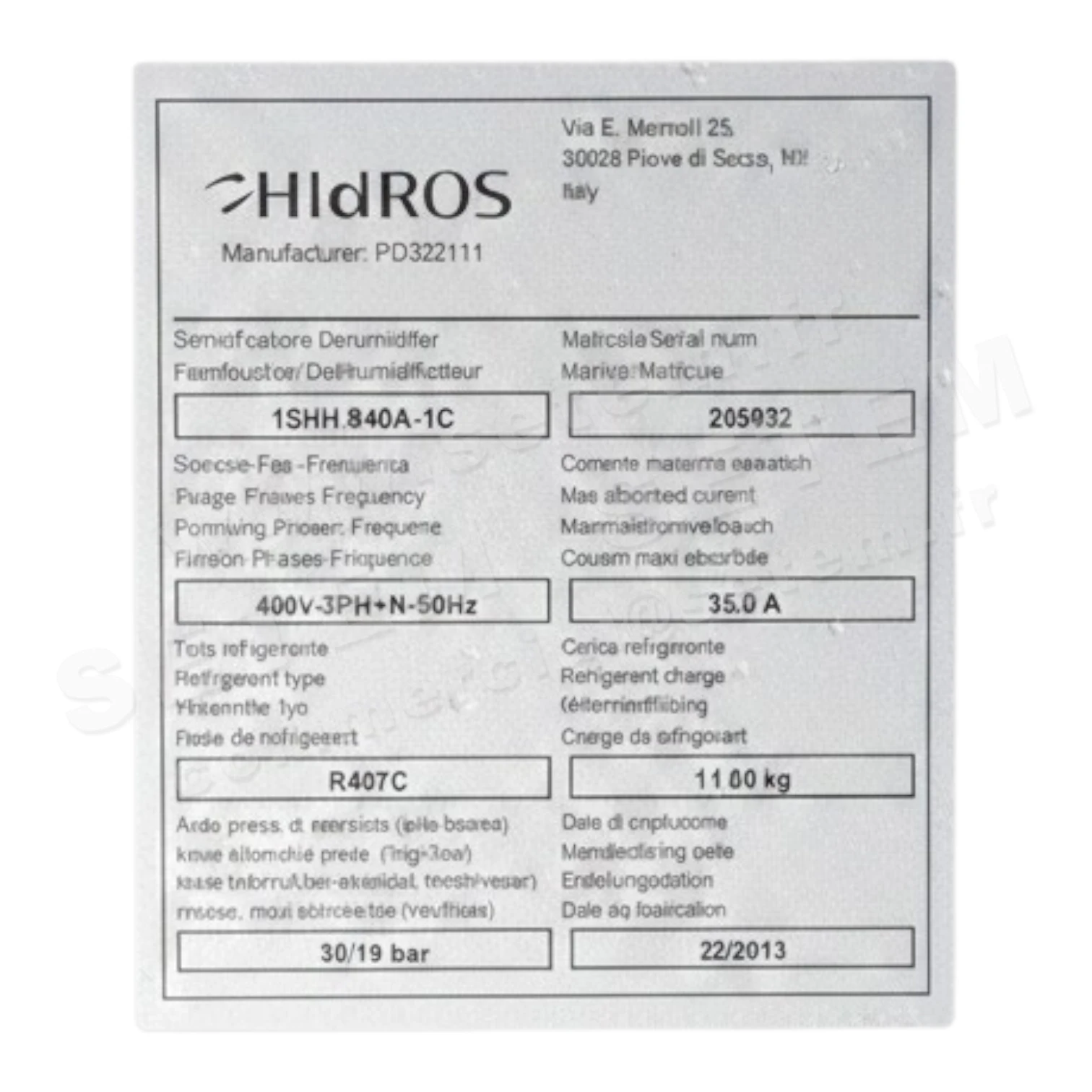 DESHUMIDIFICATEUR 1SHH.940A-1C