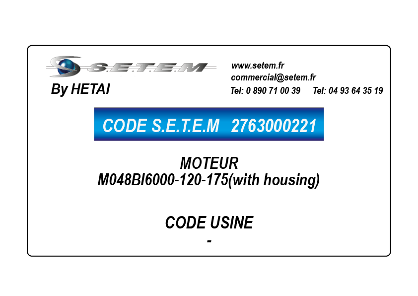 MOTEUR M048BI6000-120-175(with housing)