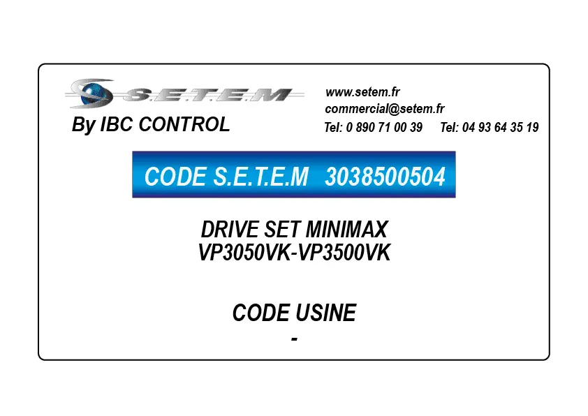 3038500504-DRIVE SET MINIMAX *VP3050VK-VP3500VK*