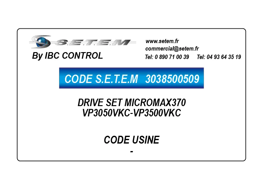 3038500509-DRIVE SET MICROMAX370 *VP3050VKC-VP3500VKC*