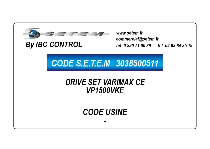 3038500511-DRIVE SET VARIMAX CE *VP1500VKE*