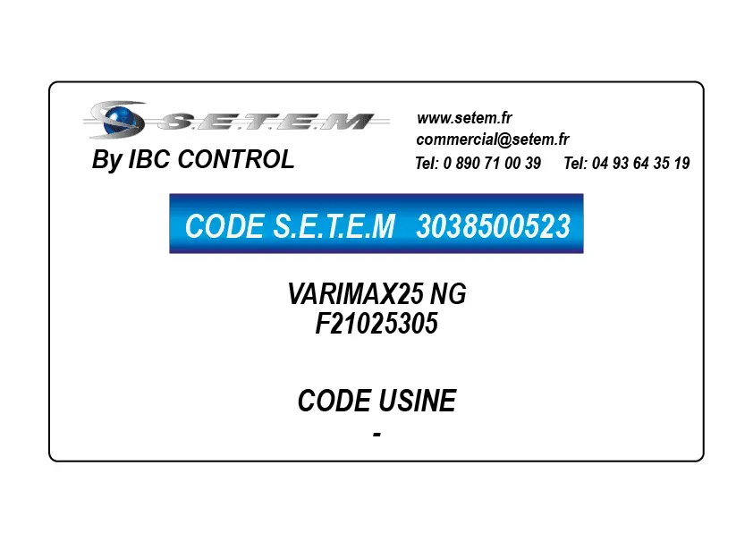 3038500523-BOITIER DE COMMANDE VARIMAX25 NG *F21025305*