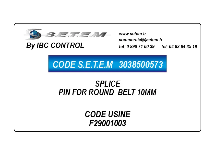 3038500573-SPLICE PIN FOR ROUND BELT 10MM *F29001003*