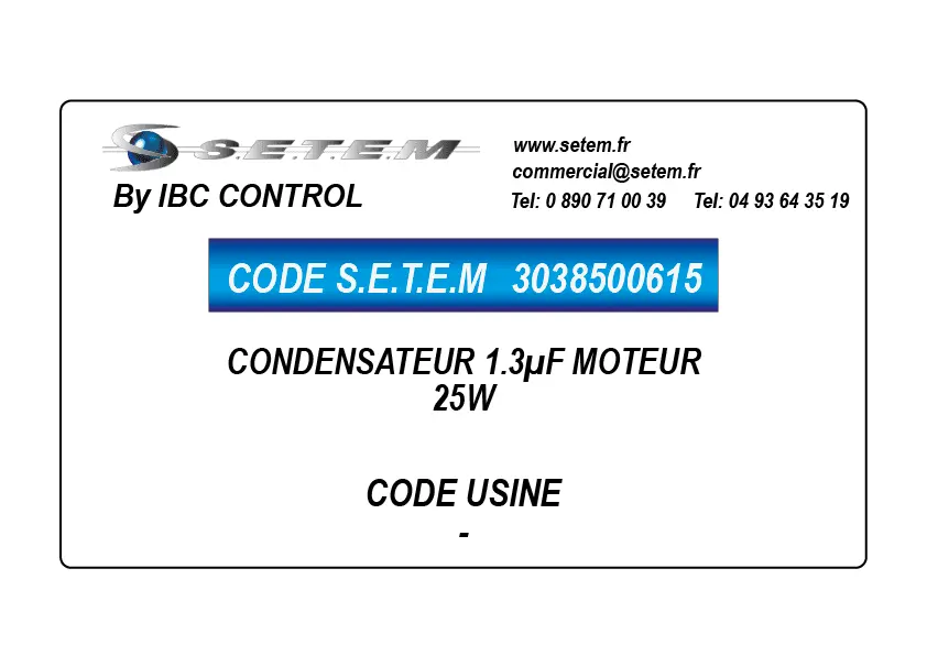 3038500615-CONDENSATEUR 1.3µF MOTEUR 25W