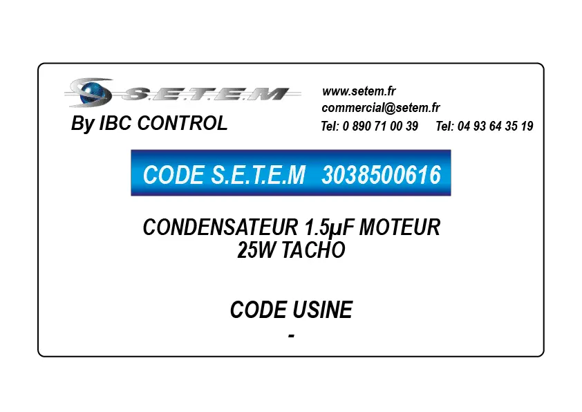 3038500616-CONDENSATEUR 1.5µF MOTEUR 25W TACHO