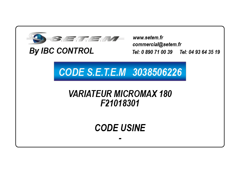 3038506226-VARIATEUR IBC CONTROL MICROMAX 180 *F21018301* 5