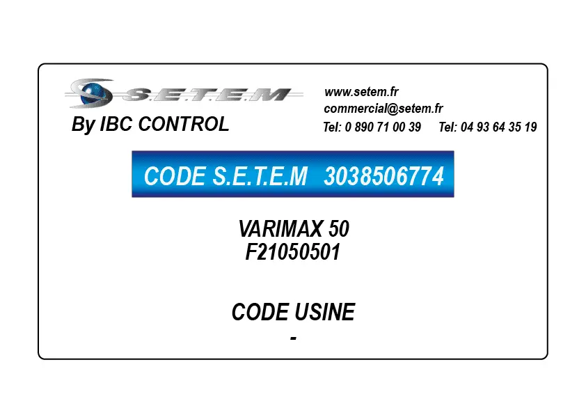 3038506774-BOITIER DE COMMANDE VARIMAX 50 *F21050501*