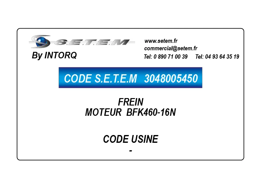 3048005450-FREIN MOTEUR INTORQ BFK460-16N