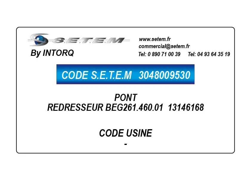 3048009530-PONT REDRESSEUR BEG261.460.01 INTORQ 13146168