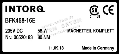 3048009882-FREIN 80NM COMPLET SUR MOTEUR INTORQ BFK458.16E 185/225V 3