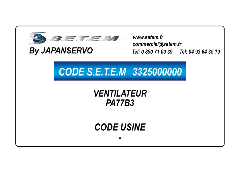 3325000000-VENTILATEUR JAPANSERVO PA77B3