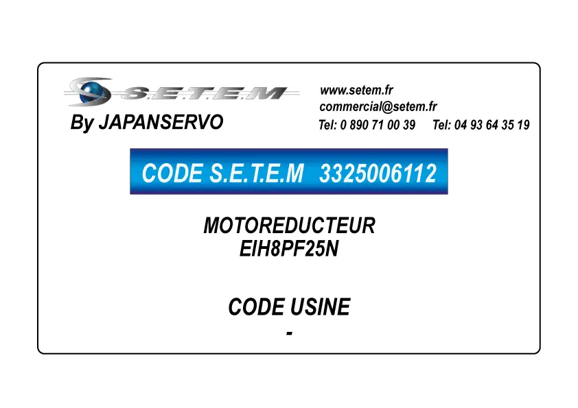 3325006112-MOTOREDUCTEUR JAPANSERVO EIH8PF25N