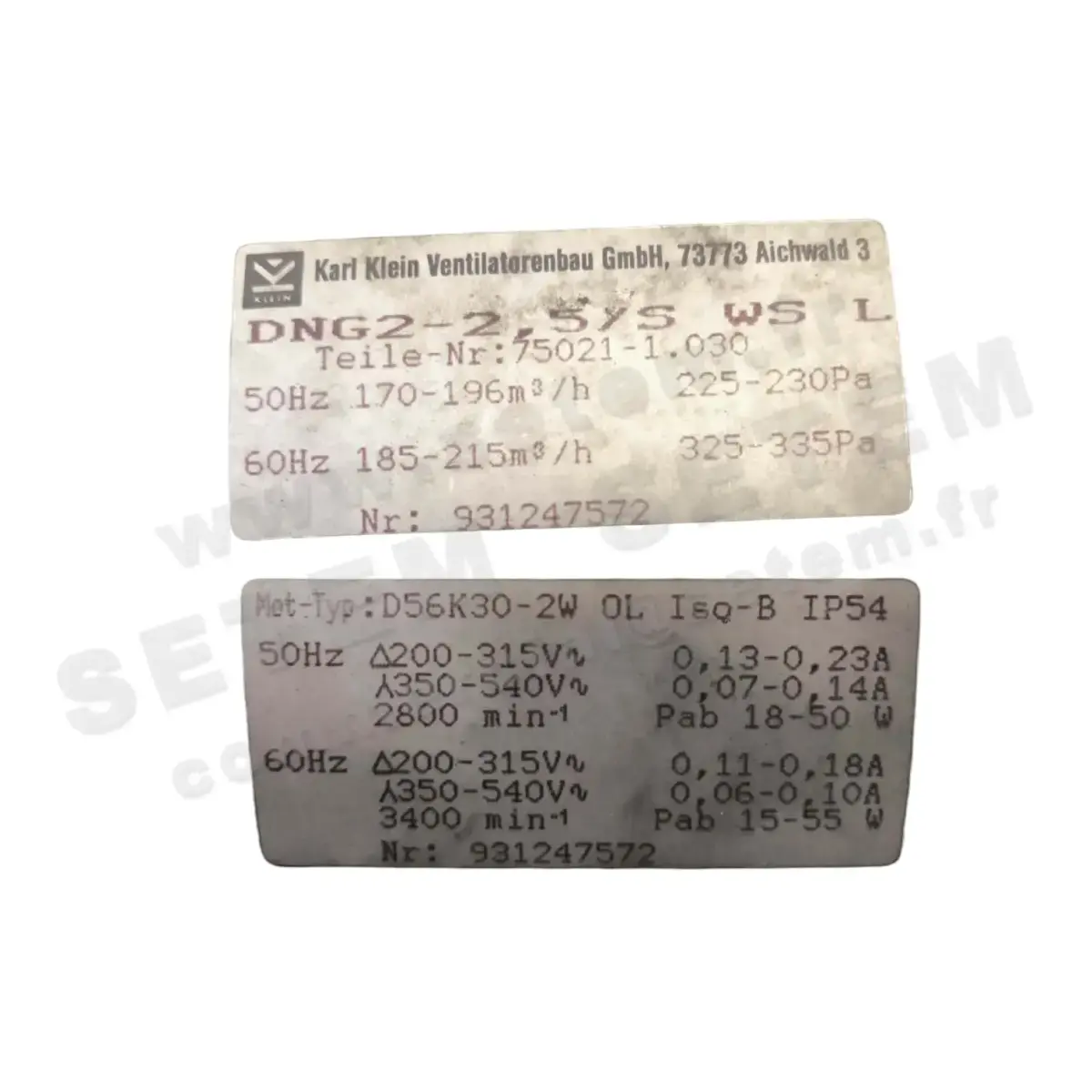 3619000601-VENTILATEUR KARL-KLEIN DNG2-2.5/SWSL *75021-1.030*