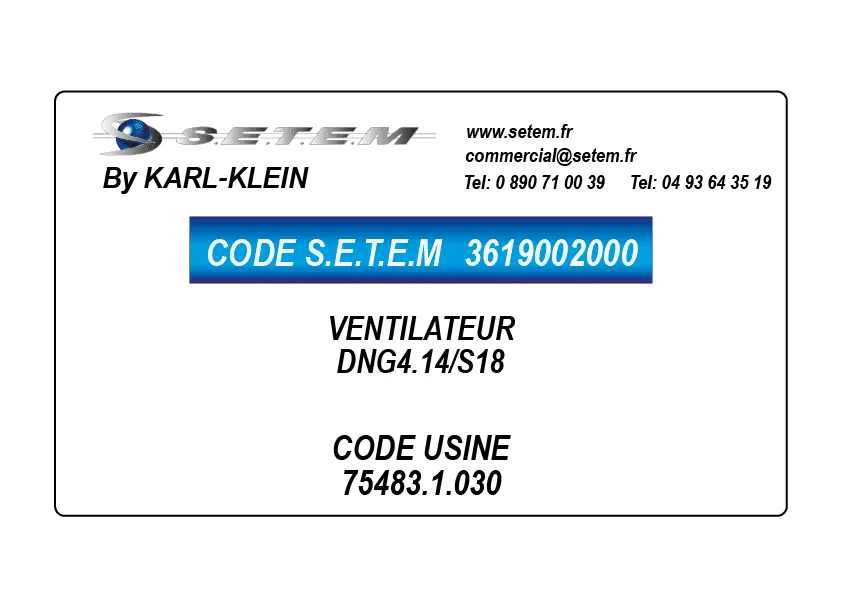 3619002000-VENTILATEUR KARLKLEIN DNG4.14/S18 *75483.1.030*