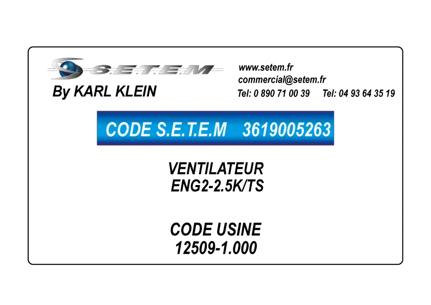 3619005263-VENTILATEUR KARL KLEIN ENG2-2.5K/TS *12509-1.000* 2