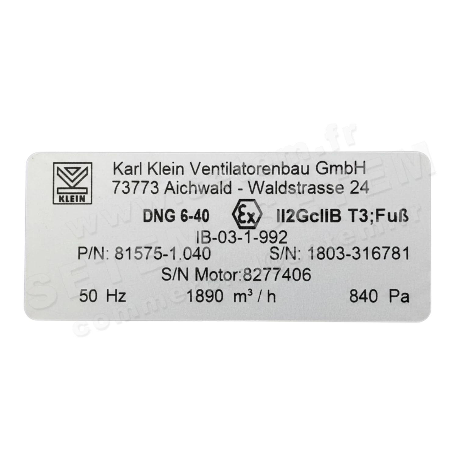 VENTILATEUR DNG6-40 II2GCIIBT3 *81575-1.040*