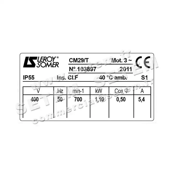 3902000011-MOTEUR LEROYSOMER CM29/T 1100W 8P T400V 3