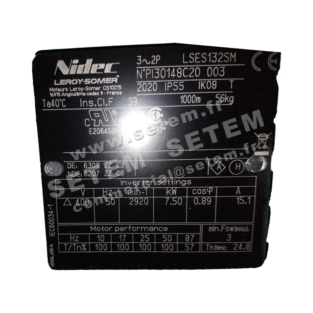 3902000019-MOTEUR LEROYSOMER 7.50KW 2P T400V HA132 B3 LSES132SM