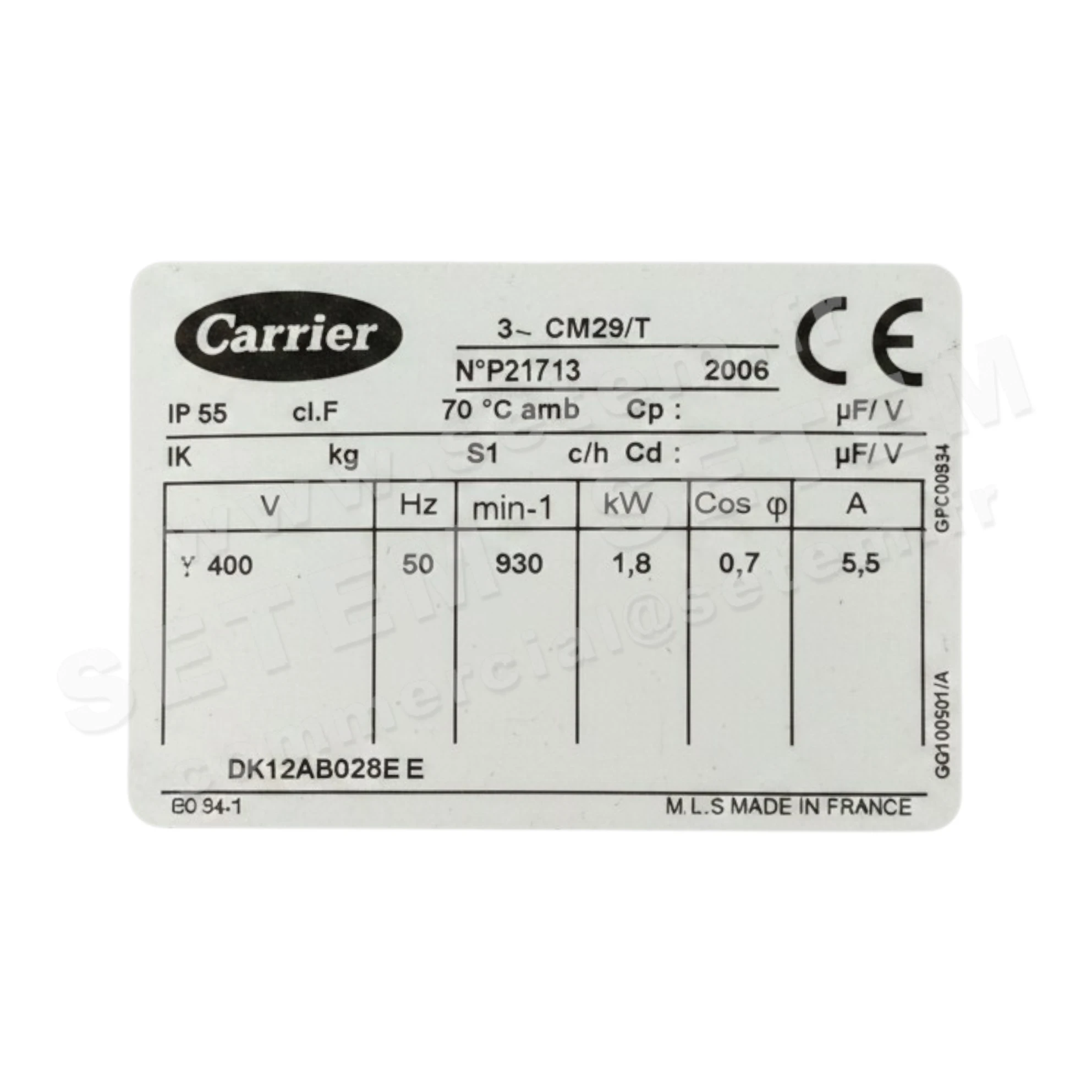 3902000028-MOTEUR LEROYSOMER CM29/T 1800W 6P T400V "DK12AB028EE"