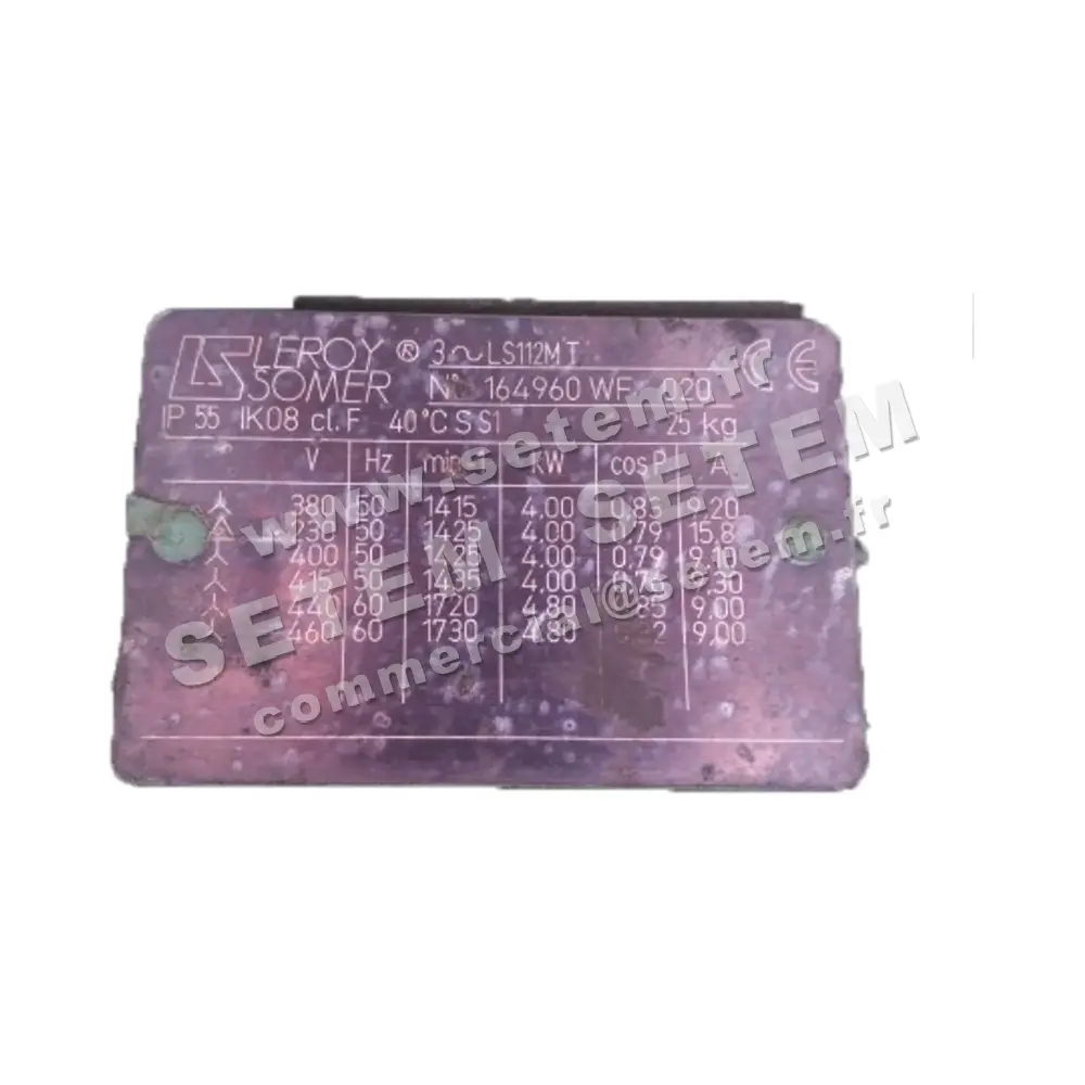 3902000030-MOTEUR LEROYSOMER 4KW 4P T230/400V HA112 B3 LS112MT 2