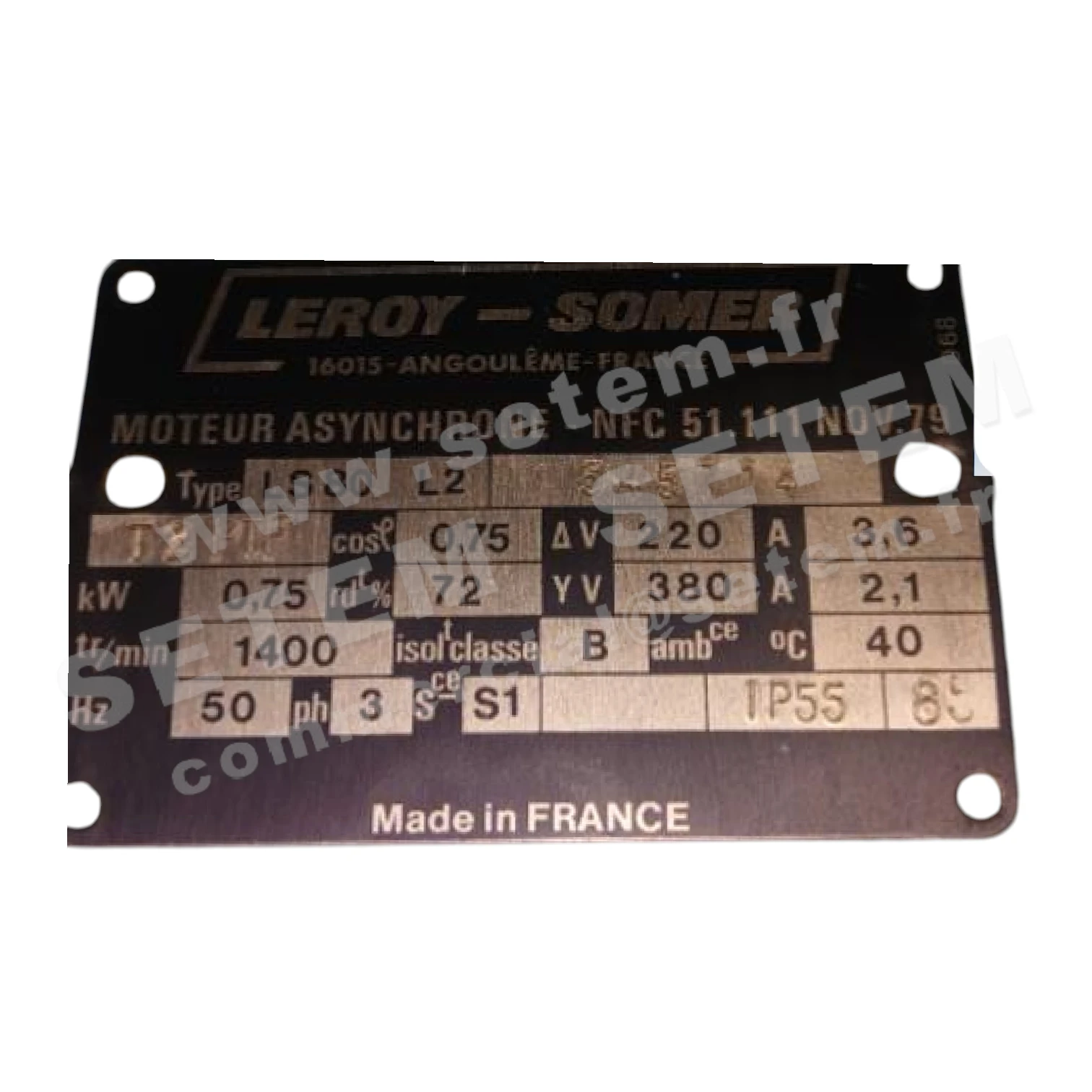 3902000153-MOTEUR LEROYSOMER LS80L2 0.75KW 4P T230/380V HA80 277365