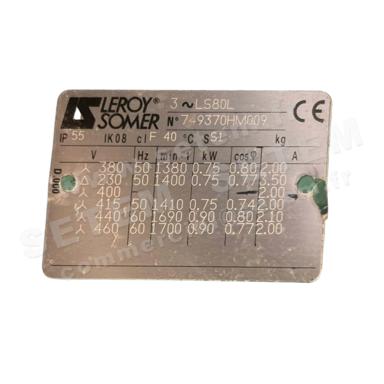 MOTEUR 0.75KW 4P T230/400V HA80 B14 LS80L