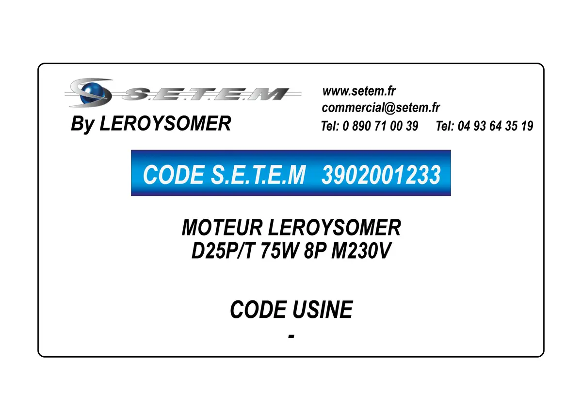3902001233-MOTEUR LEROYSOMER D25P/T 75W 8P M230V
