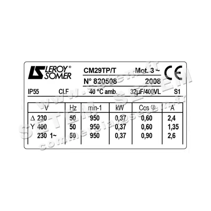 3902002030-MOTEUR LEROYSOMER CM29TP/T 370W 6P M230V 3