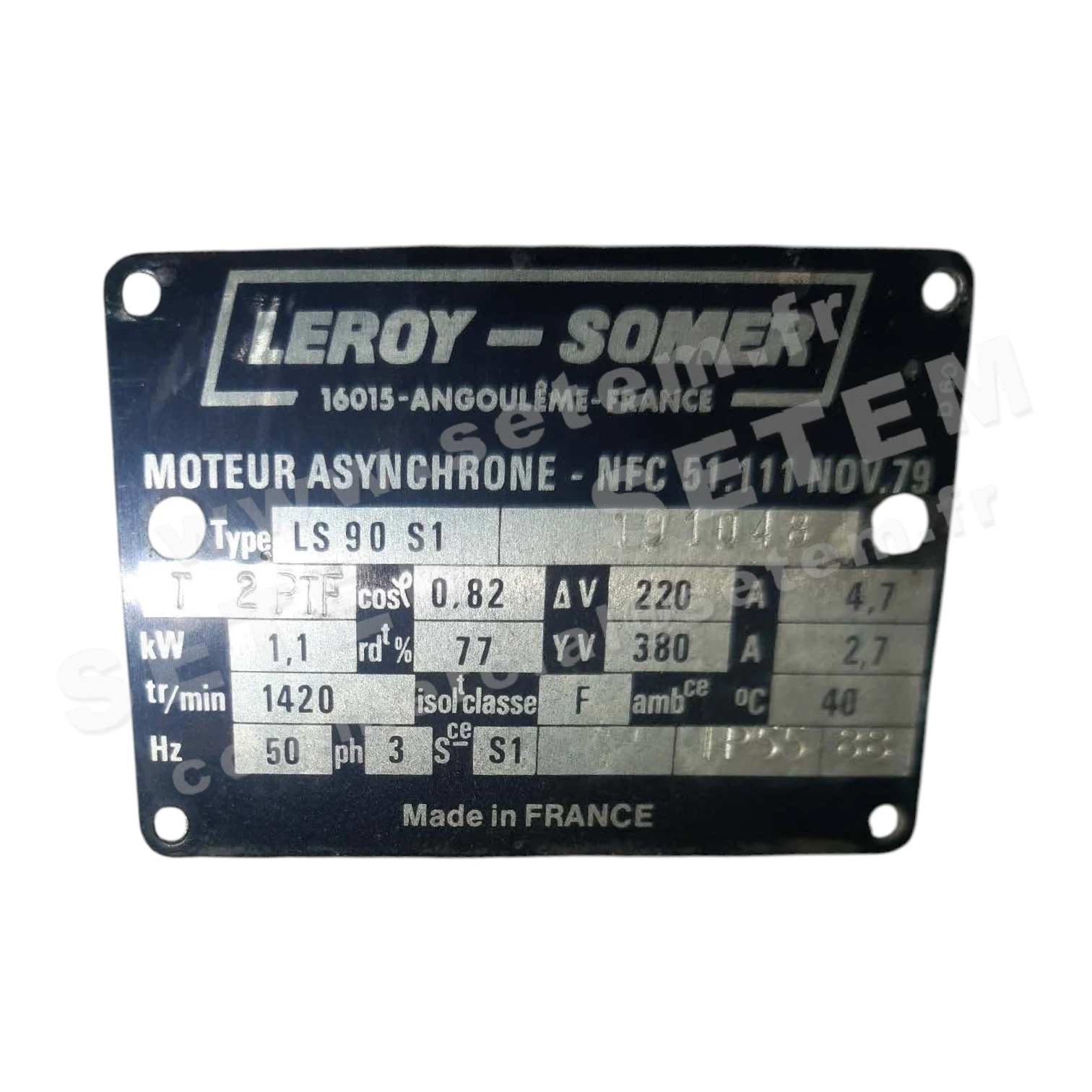 3902002550-MOTEUR LEROYSOMER 1.10KW 4P T230/400V HA90 B3 LS90S1